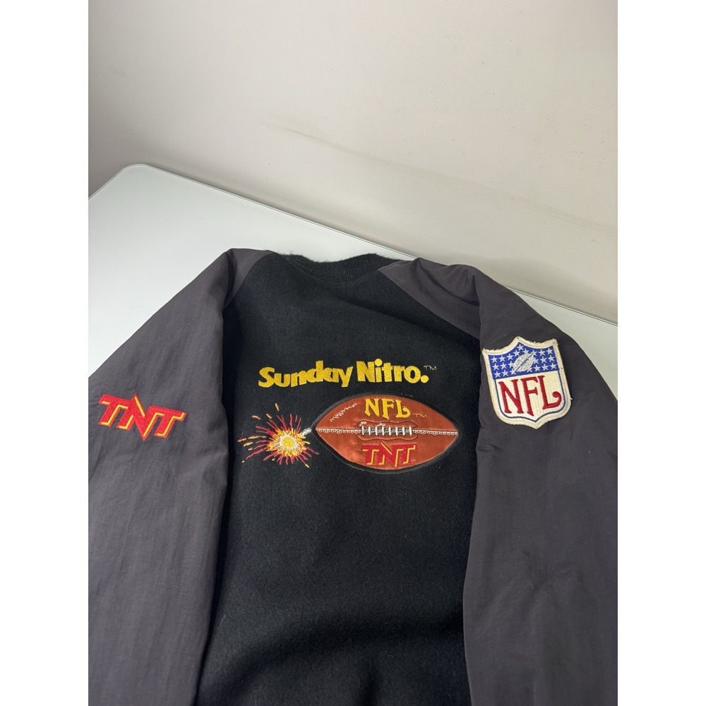 Mens Vintage NFL TNT Sunday Nitro Bomber Style Jacket Size XL Wool/ Nylon Snap